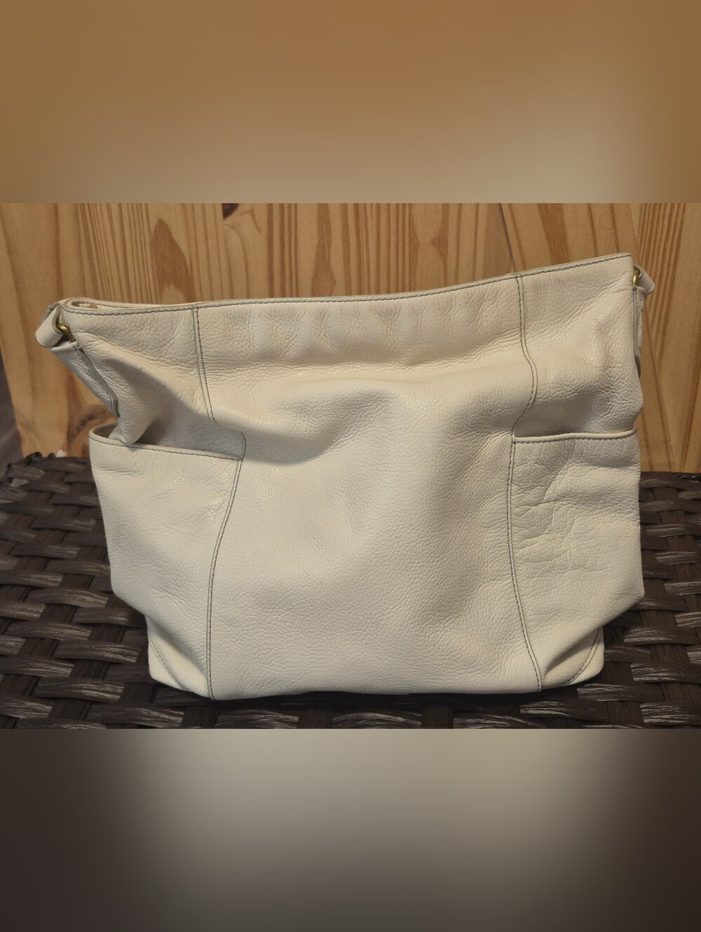 Fossil Pebbled Leather Hobo Bag Off-White